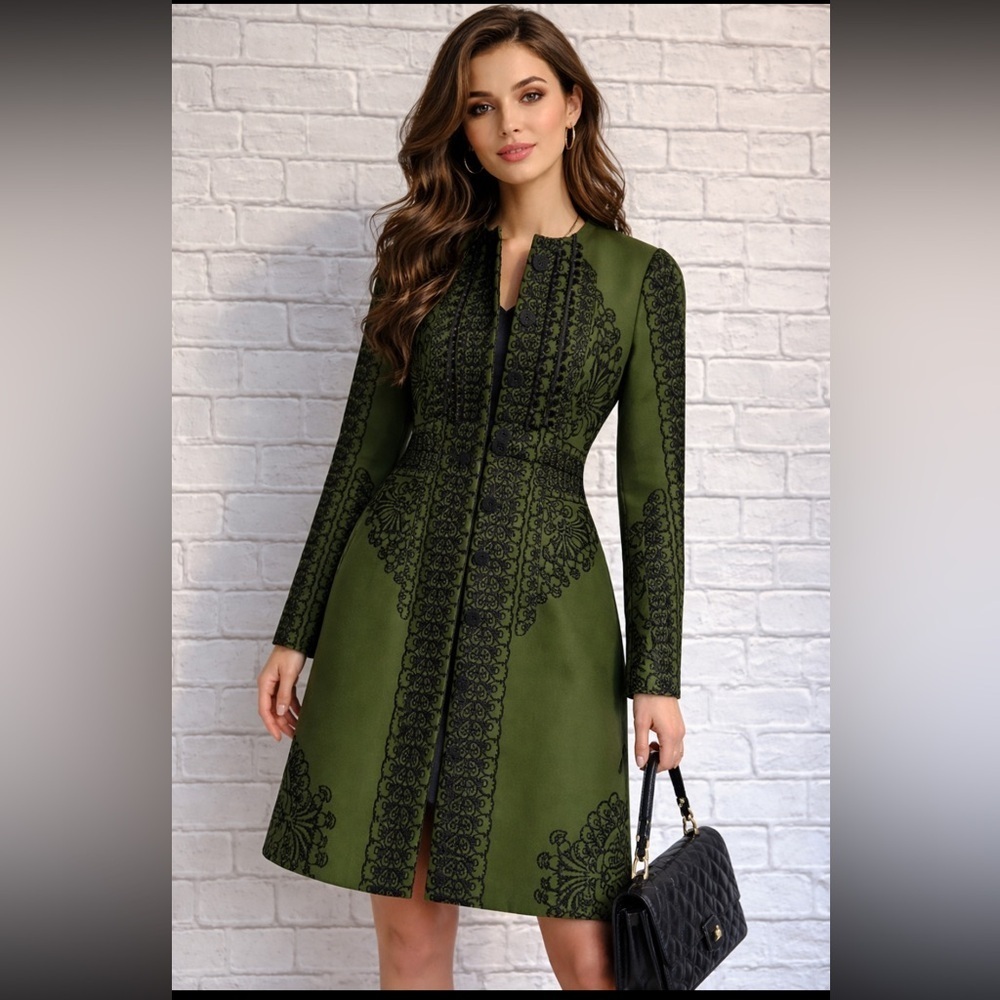 Plenty by Tracy Reese NWT size 4 button up Jacket. Green with navy blue lining